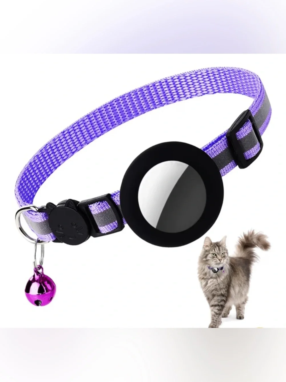 PET COLLAR W/ AIRTAG HOLDER (Purple)